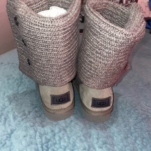 UGG Charcoal Knit Boots with Button Accent